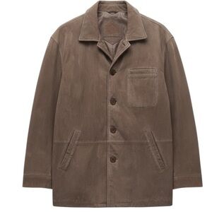 Vintage 90s Men’s Brown Suede Leather Jacket Oversized Size Large